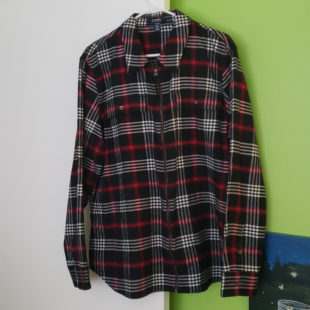 Chaps full zip plaid shirt